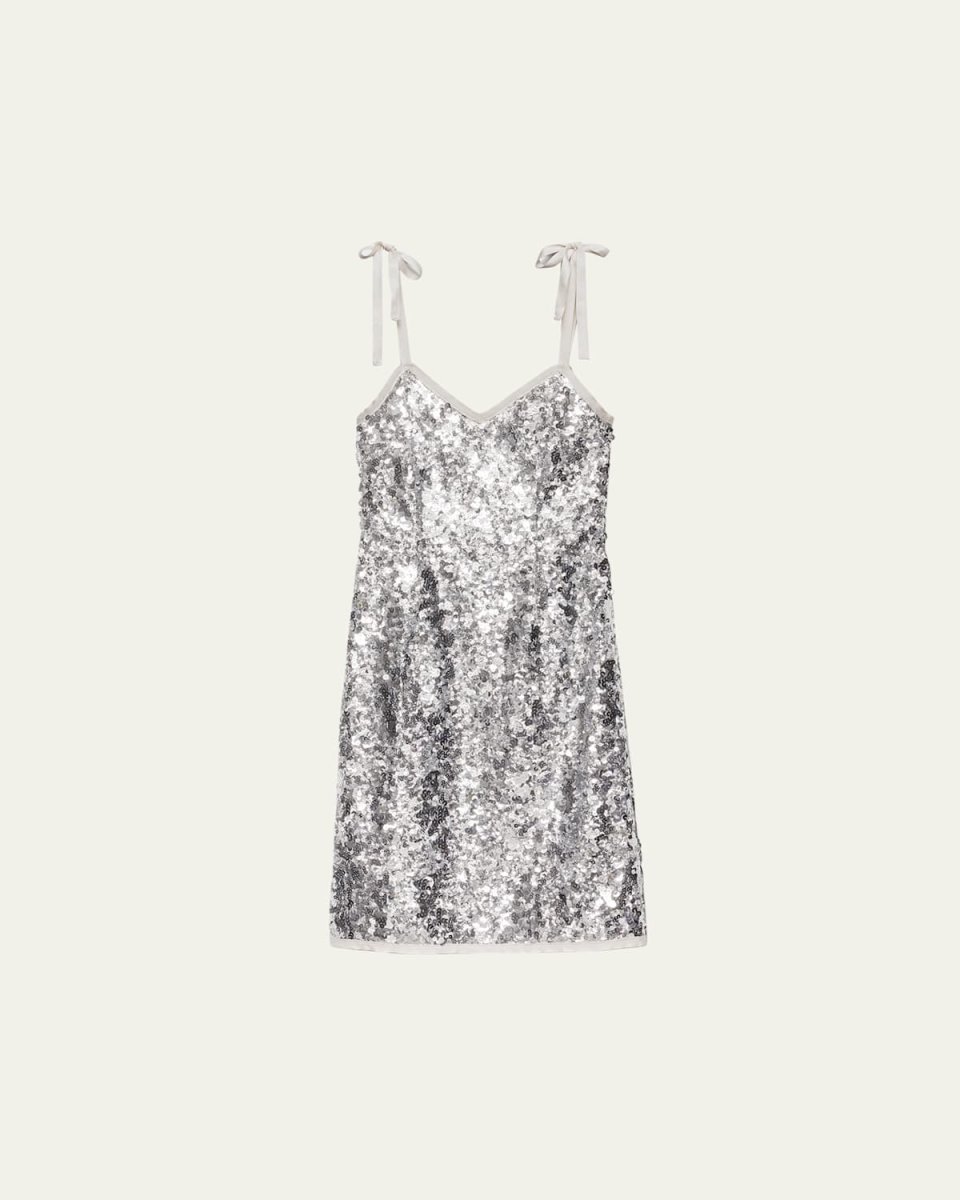 Sequin Tie-Shoulder Midi Dress